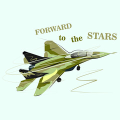 Graphic military flighter model vector charater illustration
