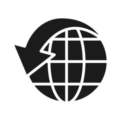Fototapeta na wymiar global sphere with arrow icon, silhouette style