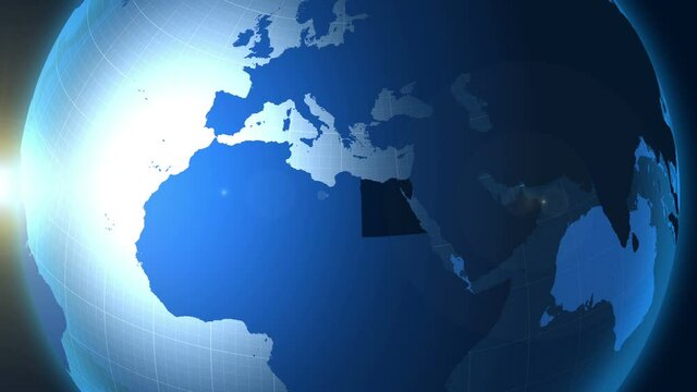 Egypt. Zooming into Egypt on the globe.