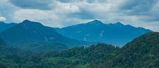 Naklejka na ściany i meble Typical mountain chain in Bavaria Germany - the German Alps. High quality photo
