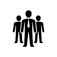People group icon - three human monochrome silhouettes  - business team vector sign 