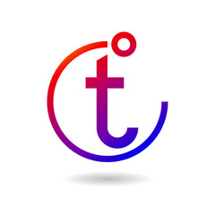 Temperature isolated icon. T letter with degree symbol for web design. logo or infographics colored with bright gradient from hot to cold