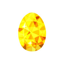 Low poly yellow Easter egg on white background. 