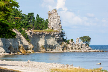 Beautiful coastal landscape at Lickershamn on the island of Gotland in the Baltic Sea, Sweden