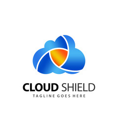 Abstract Cloud Shield Logo Design Vector Illustration Template Vector Stock