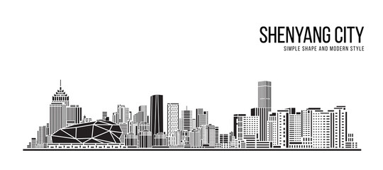 Cityscape Building Abstract Simple shape and modern style art Vector design -  Shenyang city