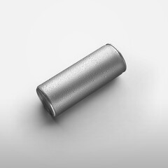 Metal packaging template with water drops isolated on background, silver shiny bottle with a refreshing drink.