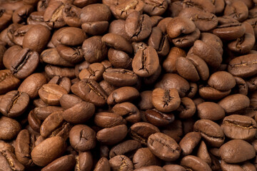Coffee beans as background texture close-up.