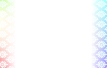 背景素材：淡い虹色グラデーションと和柄パターンのイラスト