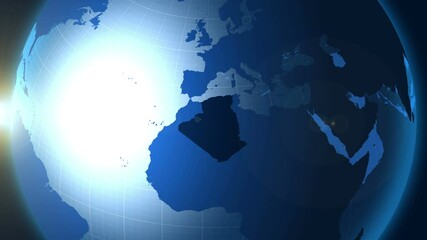 Algeria. Zooming into Algeria on the globe.