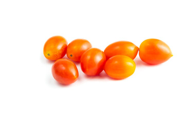Cherry Tomatoes (Solanum lycopersicum L. var. cerasiforme) isolated on white background and clipping path.