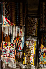 National carpets with Caucasian patterns are for sale in the old town