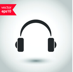 Fototapeta na wymiar Headphone gadget vector icon. Earphone flat sign design. Studio background. EPS 10 vector symbol pictogram