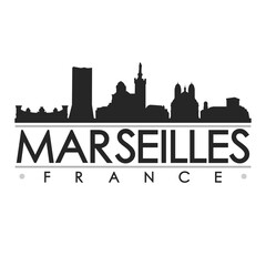 Marseilles Skyline Silhouette Design City Vector Art