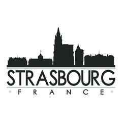 Obraz premium Strasbourg Skyline Silhouette Design City Vector Art