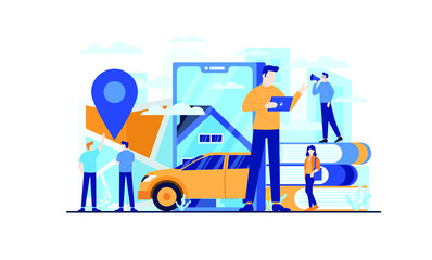 Obraz na płótnie Canvas Smartphone app for online transportation concept illustration flat design