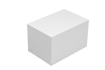 cardboard white box on a white background close-up, blank for design