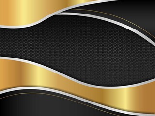 Abstract silver with gold and black modern background editable vector design