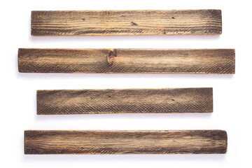 aged wooden board on white background