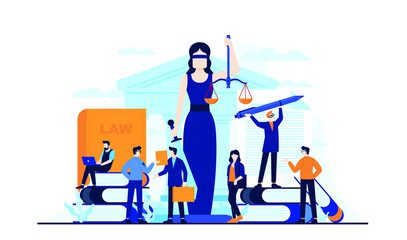 law and justice study and reporting news vector illustration concept template background can be use for presentation web banner UI UX landing page