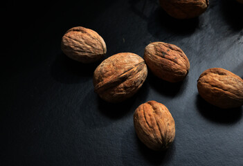 almonds on wooden background
