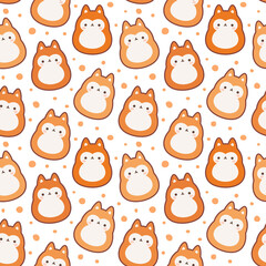 fox kawaii silhouette seamless pattern background, Vector illustration