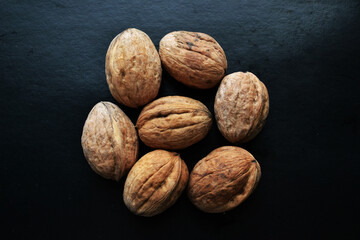 walnuts on a wooden table