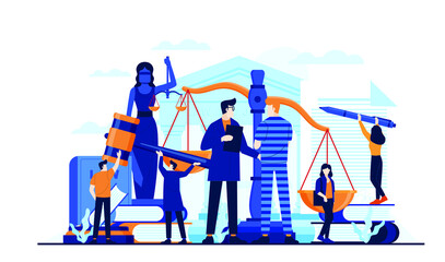 law and justice study and reporting news vector illustration concept template background can be use for presentation web banner UI UX landing page