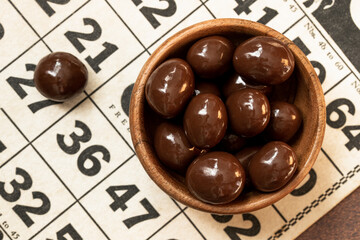 Chocolate Covered Peanuts in a Bowl