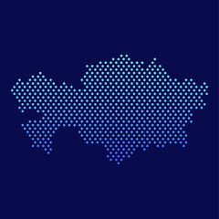 Kazakhstan Dotted Map Vector Round Design Gradient Art