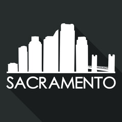 Fototapeta premium Sacramento California Flat Icon Skyline Silhouette Design City Vector Art Famous Buildings