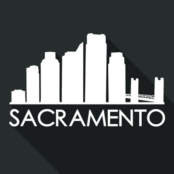 Sacramento California Flat Icon Skyline Silhouette Design City Vector Art Famous Buildings