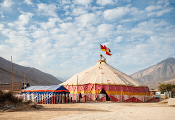 A picturesque circus tent is located near the center of Sayan - obrazy, fototapety, plakaty