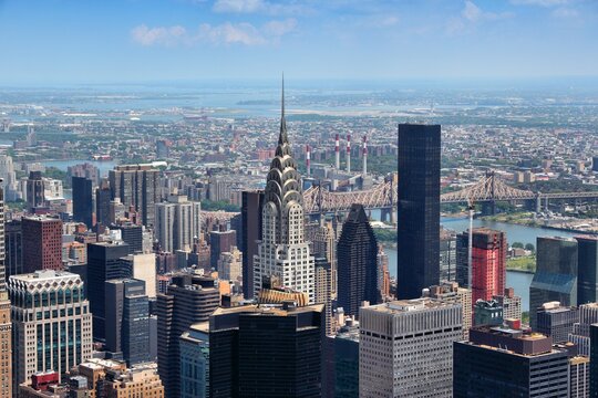 New York City - Midtown Manhattan and Queensboro Bridge aerial view.