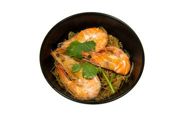 Baked Shrimp with Vermicelli die cut on white isolated.