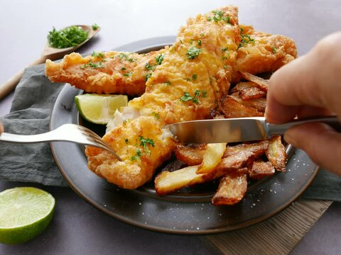 Freshly made traditional fish and chips