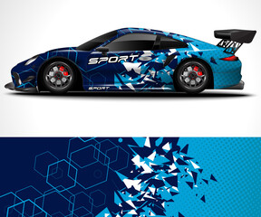 Racing sport car wrap design and vehicle livery - obrazy, fototapety, plakaty