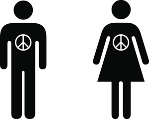 Fototapeta na wymiar People icons - sincerely-held belief concept - man and woman with the peace symbol.