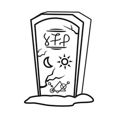 Vector design of tombstone and stone sign. Graphic of tombstone and gravestone vector icon for stock.