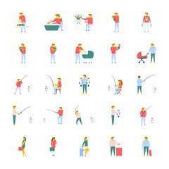 Fototapeta na wymiar Collection of People Flat Vector Icons 
