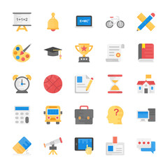 
Education, School, Students and Study Flat Icons Set 
