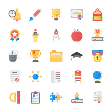 
Education, School, Students and Study Flat Icons Pack 
