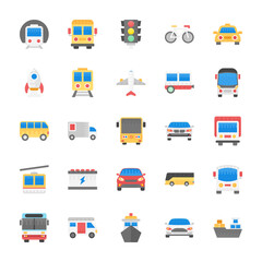 
Set of Transport Flat Vector Icons
