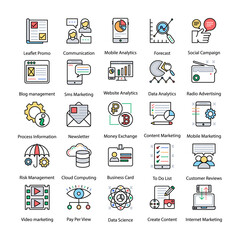 
Collection of Internet and Digital Marketing Lined Icons
