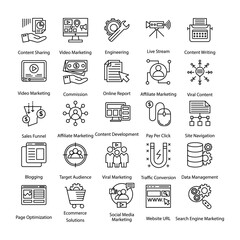Fototapeta premium Pack of Internet and Digital Marketing Line icons 