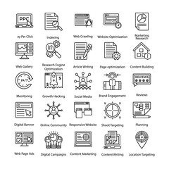 
Line Icons Set of Internet and Digital Marketing
