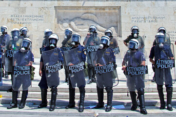 riot police in Athens, Greece