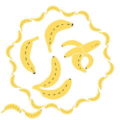 Vector fruit doodle brush with simple banana shapes. Great for cards, invitations, social media, sticker, marketing.