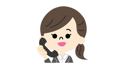 電話をかけるスーツ姿の女性（主線なし）