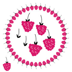 Vector fruit doodle brush with simple raspberries shapes. Great for cards, invitations, social media, sticker, marketing.